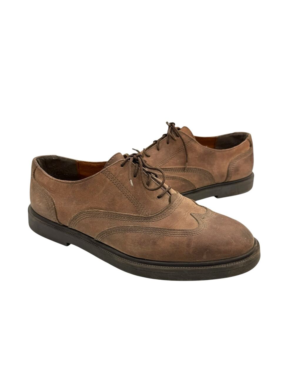 Florsheim Brown Roughout Suede Round Toe Lace Up Wingtip Oxford Dress Shoes